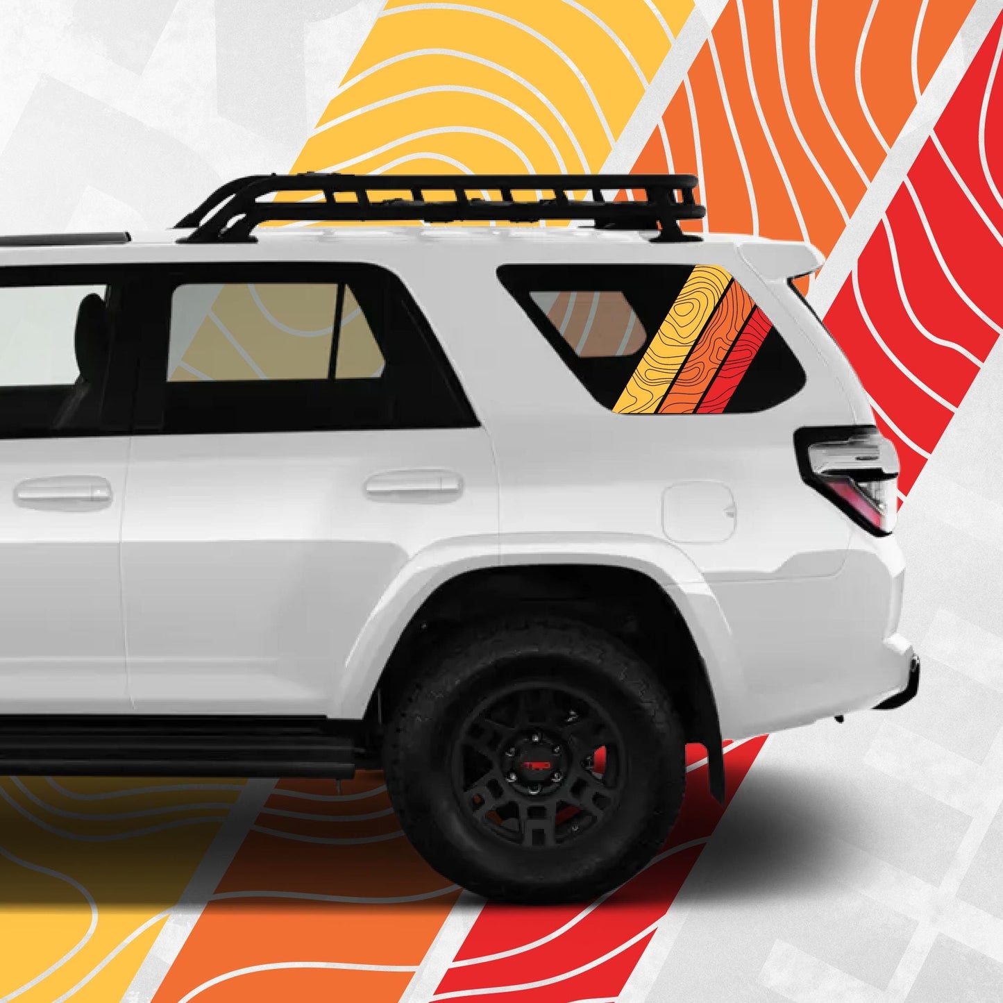 4Runner Window Decal - Topographic Vintage Racing Stripes - Compatible with Toyota 4Runner 5th generation