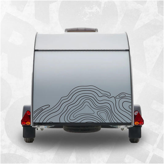 Topographic Camper Decal – Contour Map Vinyl Sticker for RV, Trailer, or Van – Large Adventure Graphic