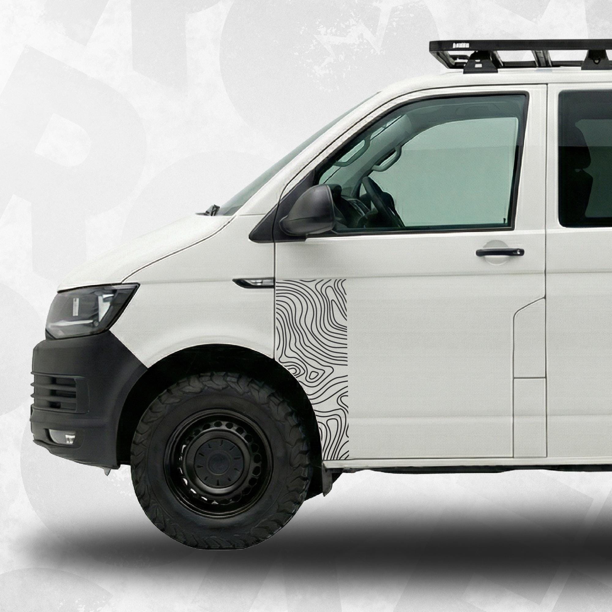 VW Transporter Topographic Door Wrap Decals (Pair) | Fits T4 T5 T6 T6.