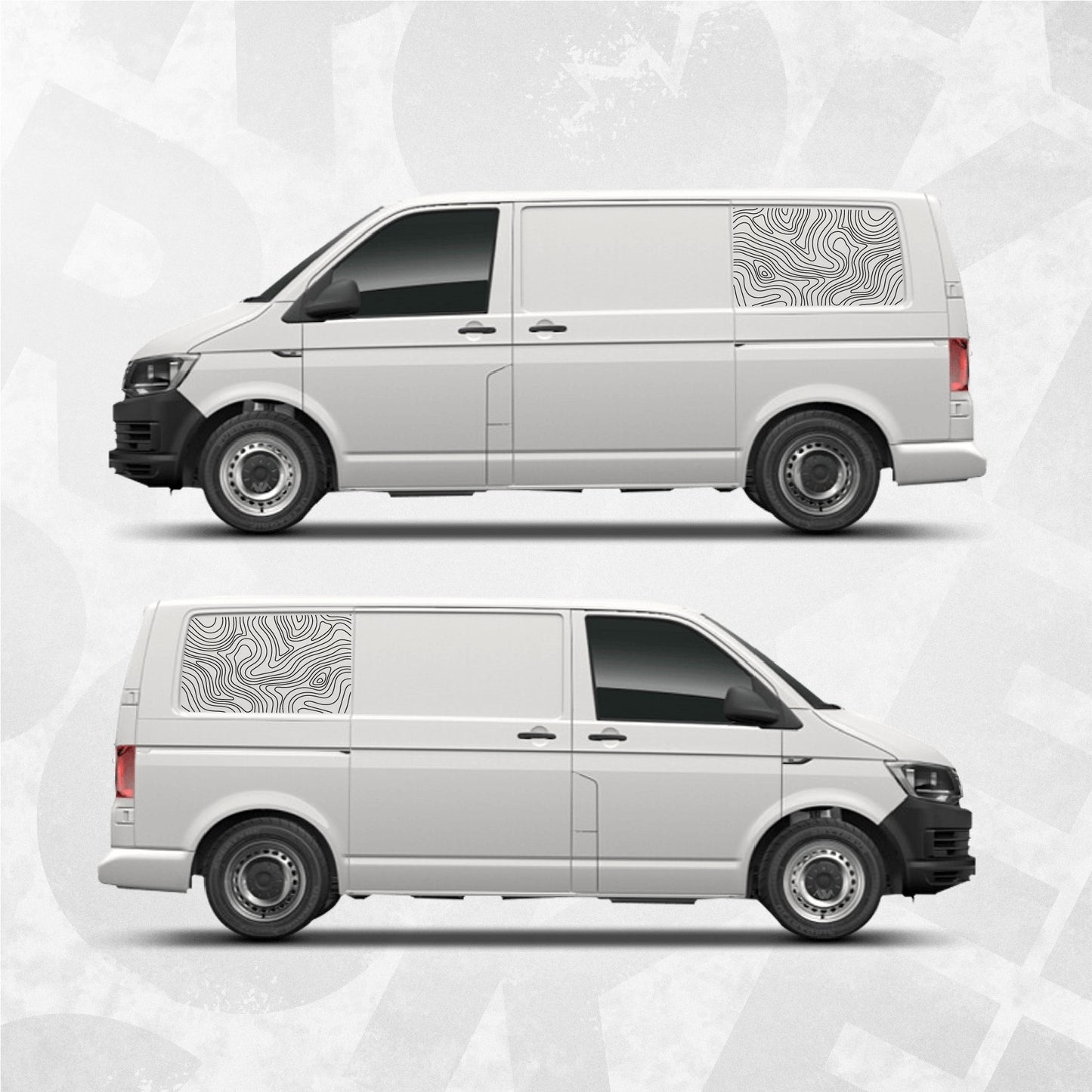 VW Van Transporter Topographic Map Side Decals