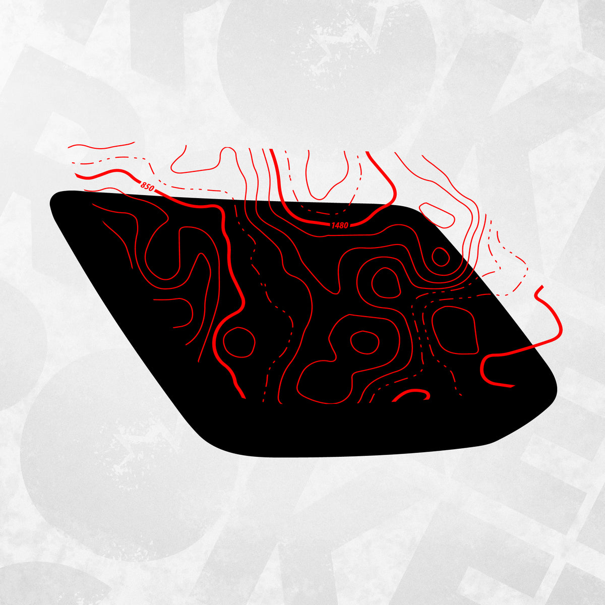 Toyota 4Runner Topographic Window Decal design with black background and red contour lines for 5th Gen models 2010-2024.