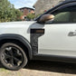 Dacia Bigster Solid Panel Topographic Door Trim Decals – Pair on a white car side, showcasing a clean design.