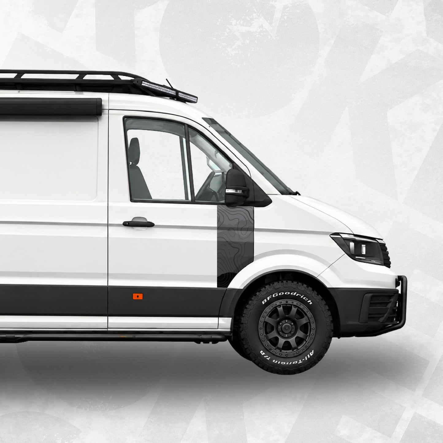 volkswagen crafter door decal wrap topographic