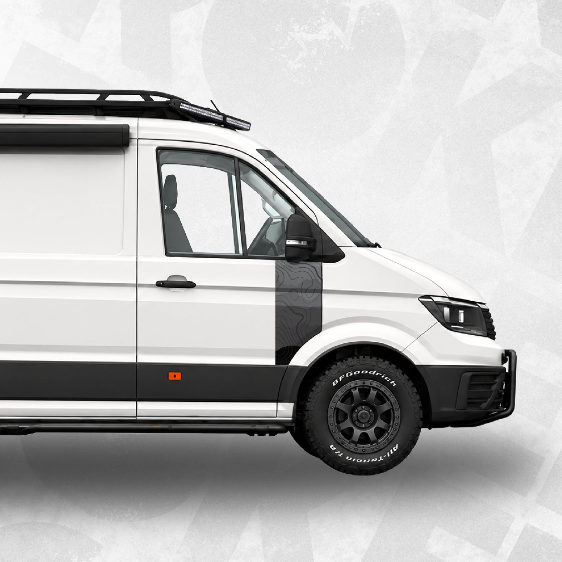 volkswagen crafter door decal wrap topographic