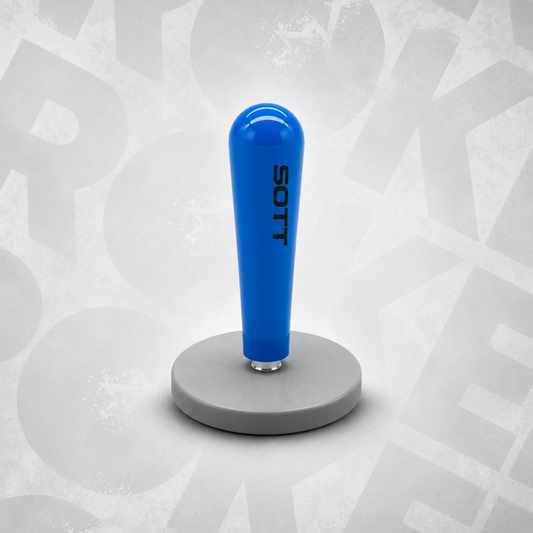 SOTT Vinyl Application Magnet with a blue handle and strong base for holding vinyl decals during installation.