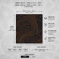 Orange topographic vinyl wrap on black background, displaying height and width specifications.