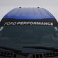Ford Performance Windshield Banner Decal on a blue truck windshield showcasing bold wordmark.
