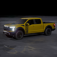 Ford F-150 Raptor Topographic Side Decal on a yellow truck showcasing a unique contour design.