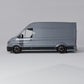 VW Crafter Racing Chevron Door Decal on a gray VW Crafter Mk2 van showcasing a motorsport design.