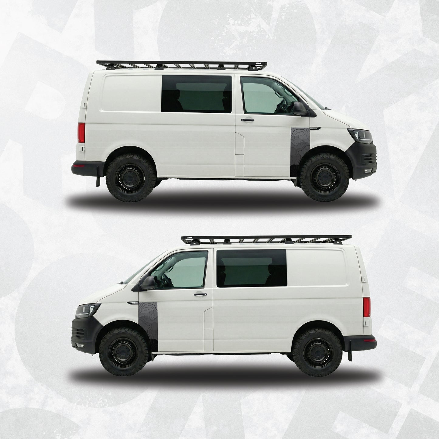 Topographic Map Front Door Graphics for VW Transporter - Set of 2