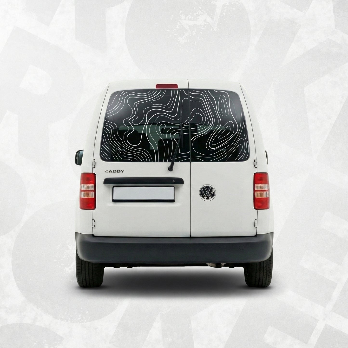 Topographic Map Vinyl Window Decal - VW Caddy Mk3 Compatible