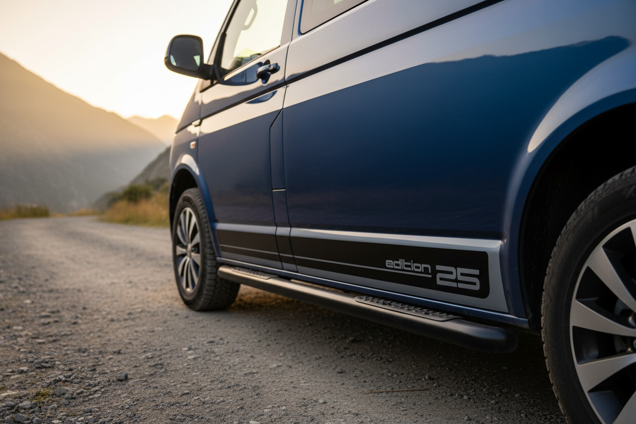 Close-up of Volkswagen van Edition 25 decals