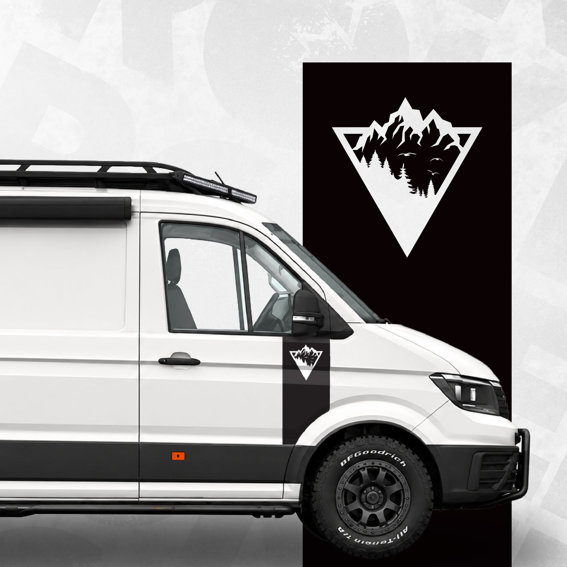 vw crafter front door wrap mountain decal