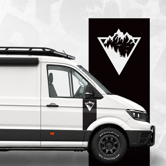 vw crafter front door wrap mountain decal