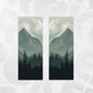 Misty Forest Door Decal VW Crafter featuring layered pine silhouettes and misty mountain peaks.