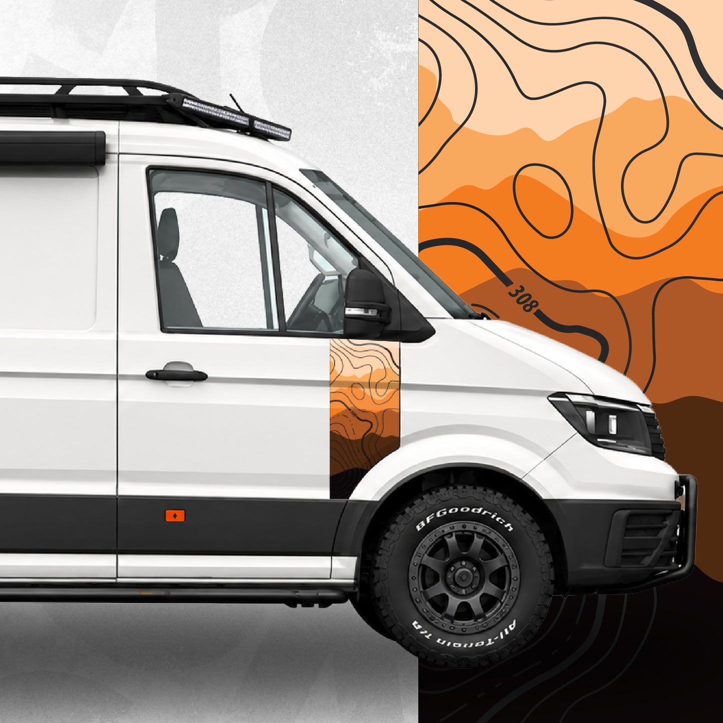 Topographic Desert Map Door Graphics – VW Crafter / MAN TGE