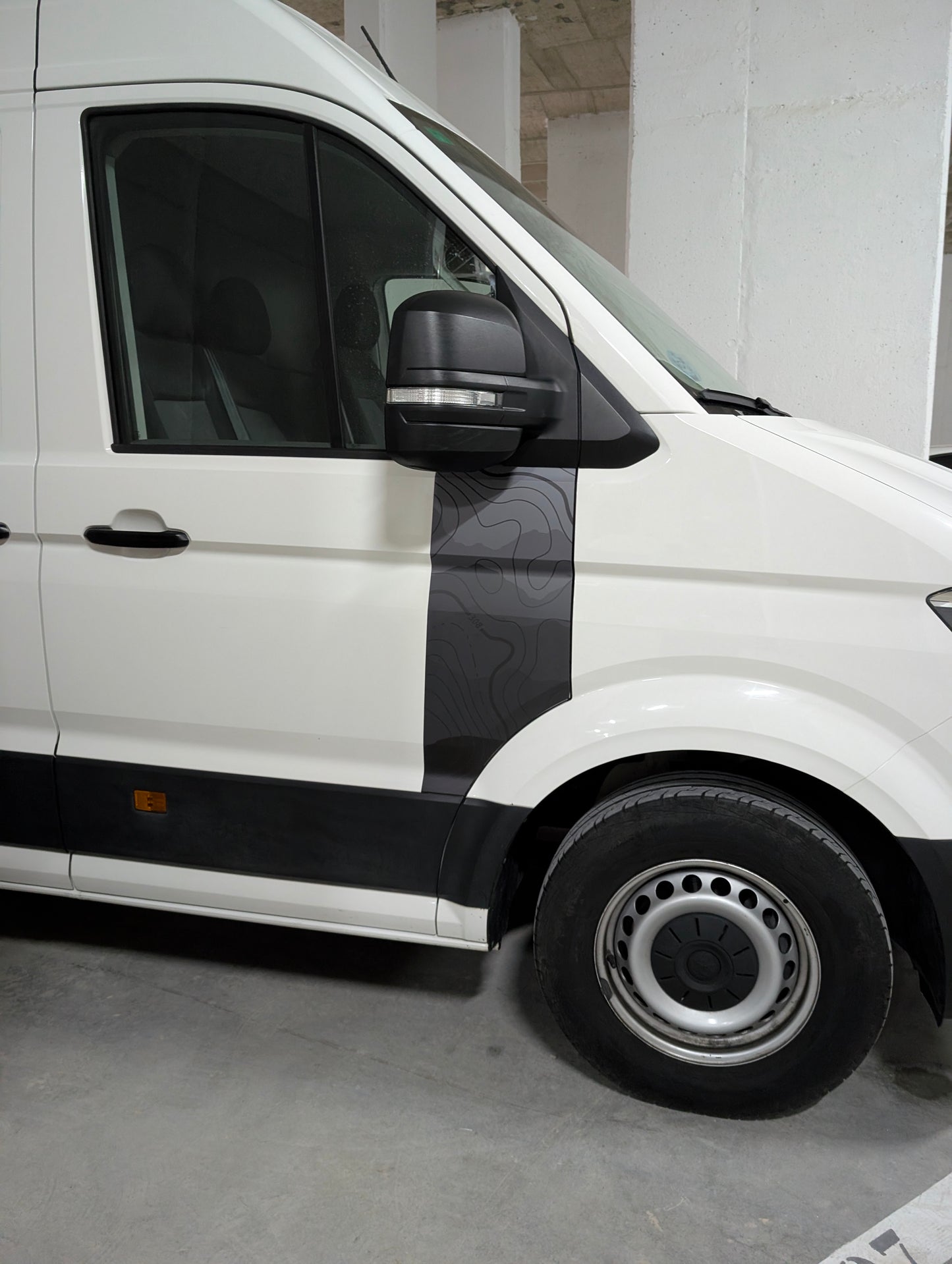 vw van crafter with door topographic wrap graphics