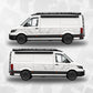 VW Crafter Topographic Side Decal Kit showcased on a van, highlighting contour map design and sleek appearance.