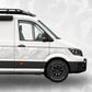 VW Crafter Topographic Side Decal Kit featured on a white van side view with contour design.
