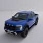 Ford Performance Windshield Banner Decal on a blue Ford Raptor truck windshield.