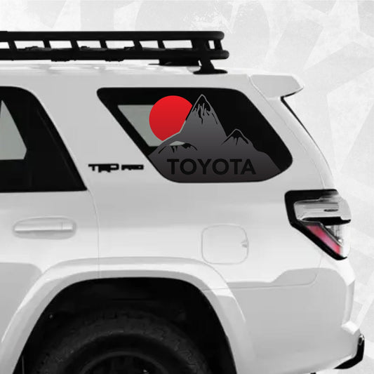 Toyota 4runner Window Decal - Mountains with Sun Landscape - Fits Toyota 4runner 5th generation - Set of 2