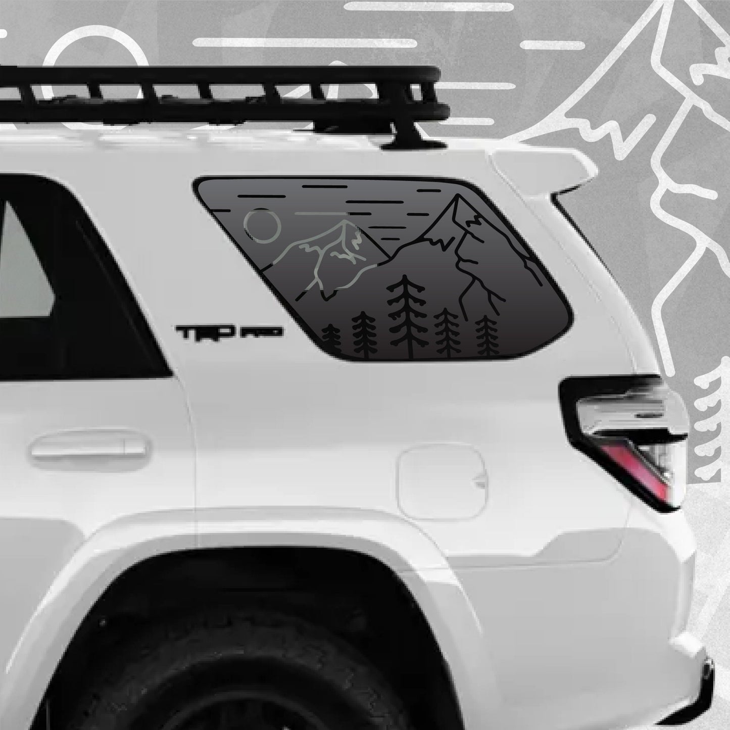 4Runner Window Decal - Minimalist Graphic Line Design for Rear Quarter Panel