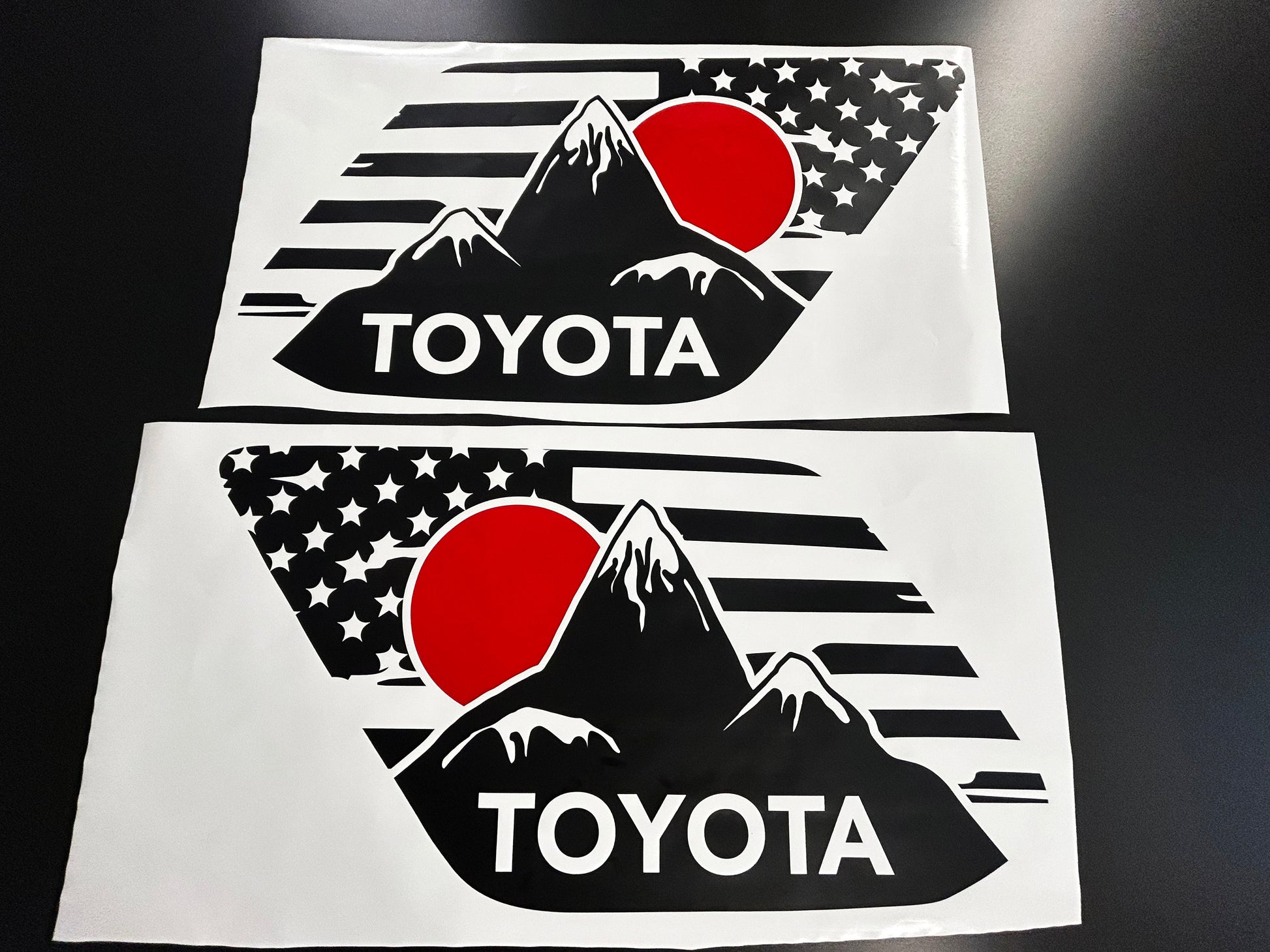 Toyota 4runner Window Decal - Mountains with Sun Landscape - Fits Toyota 4runner 5th generation - Set of 2