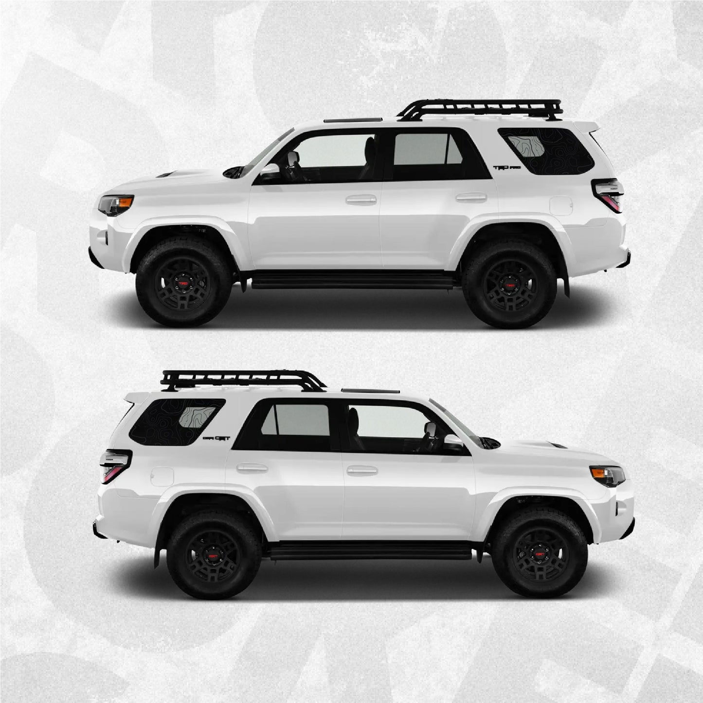 Topographic Map Toyota 4runner Window Decal - Fits Toyota 4runner 5th generation - Set of 2