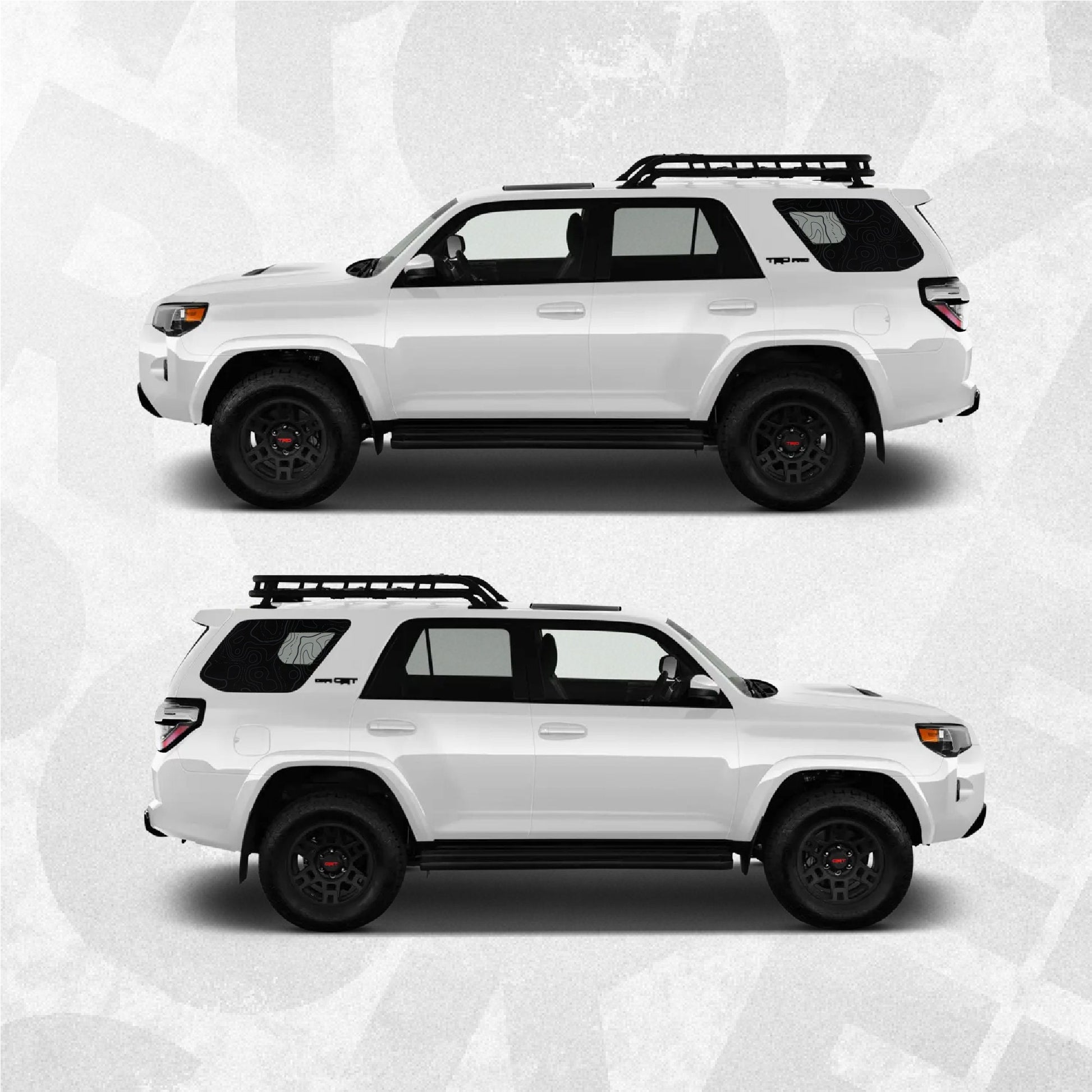 Topographic Map Toyota 4runner Window Decal - Fits Toyota 4runner 5th generation - Set of 2
