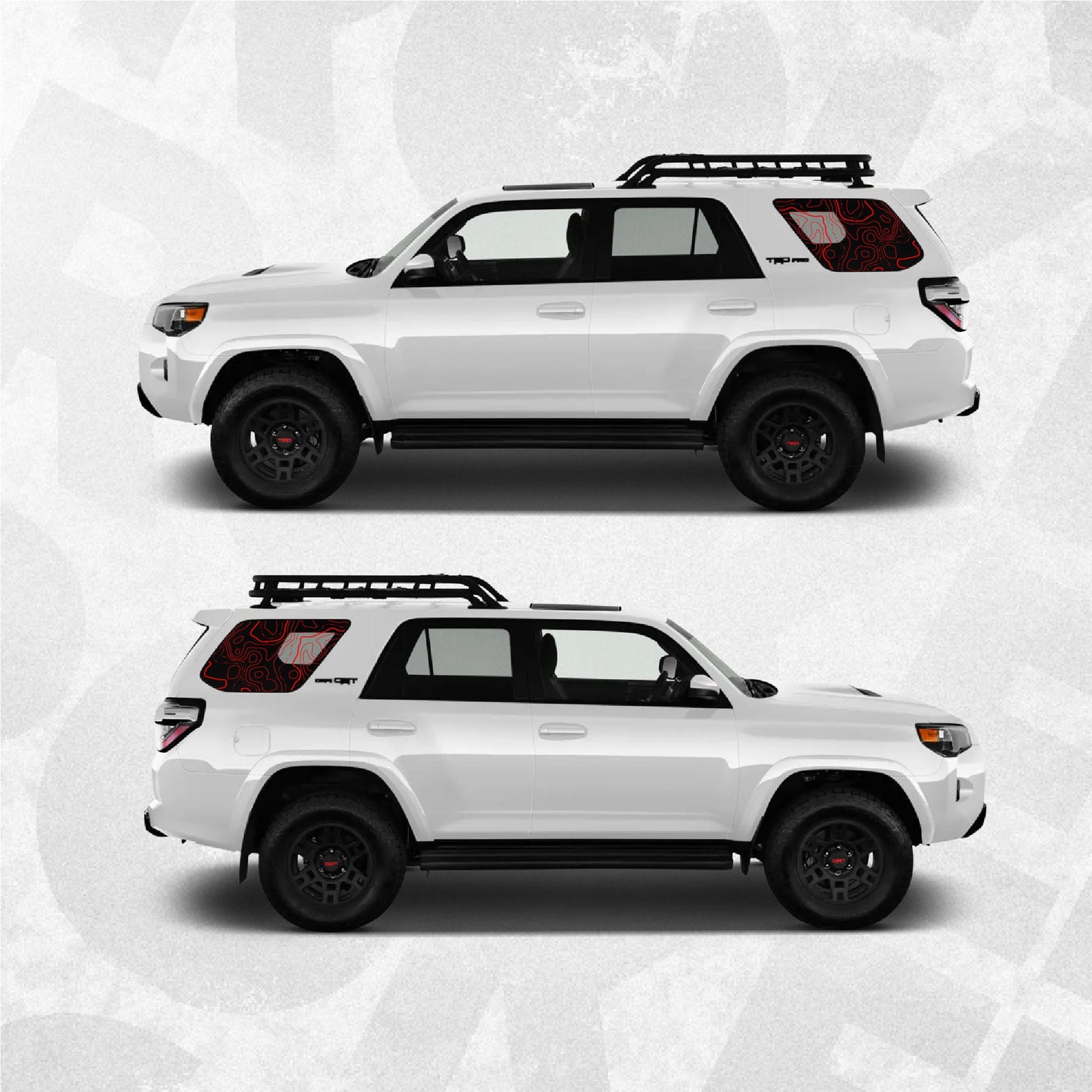 Topographic Map Toyota 4runner Window Decal - Fits Toyota 4runner 5th generation - Set of 2