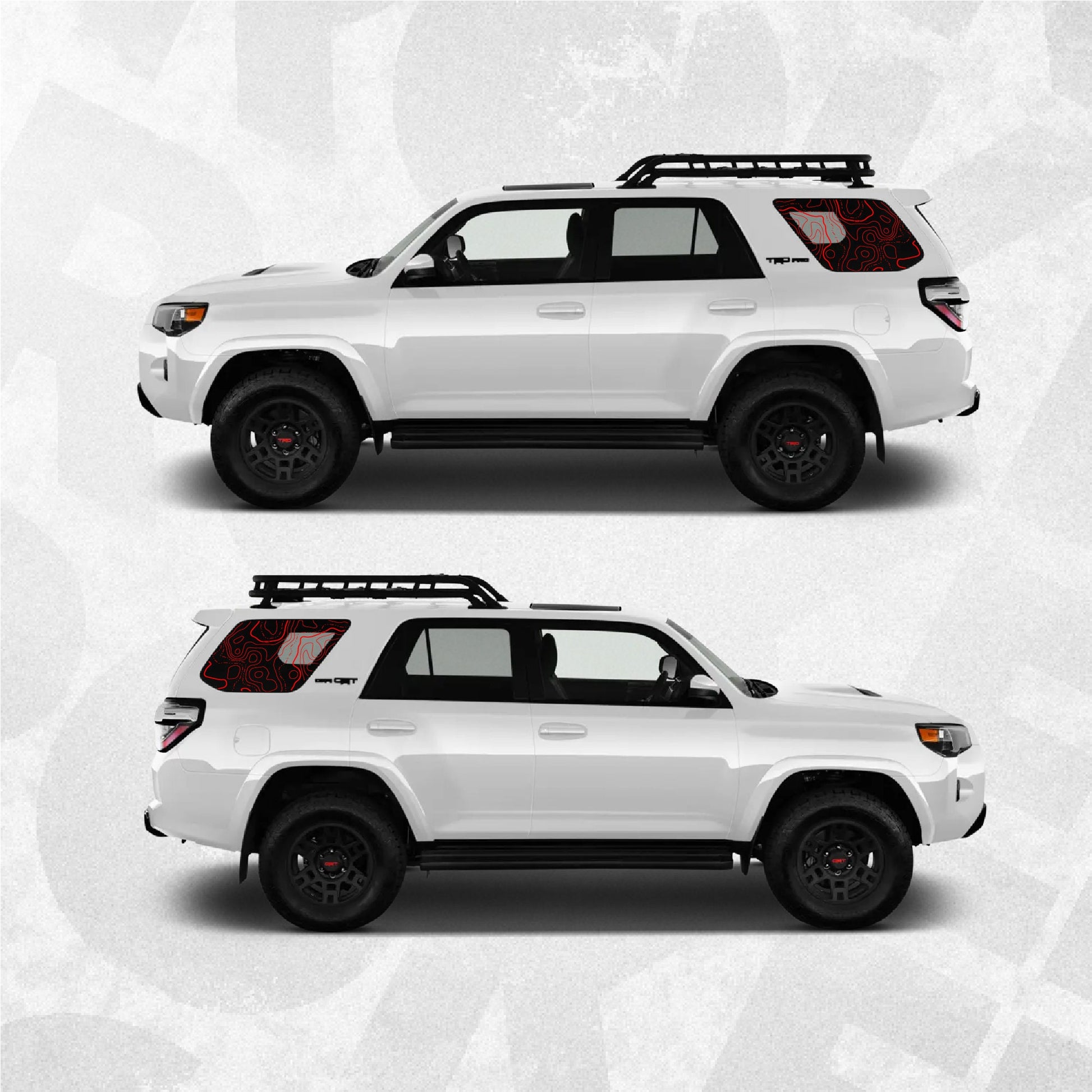 Topographic Map Toyota 4runner Window Decal - Fits Toyota 4runner 5th generation - Set of 2