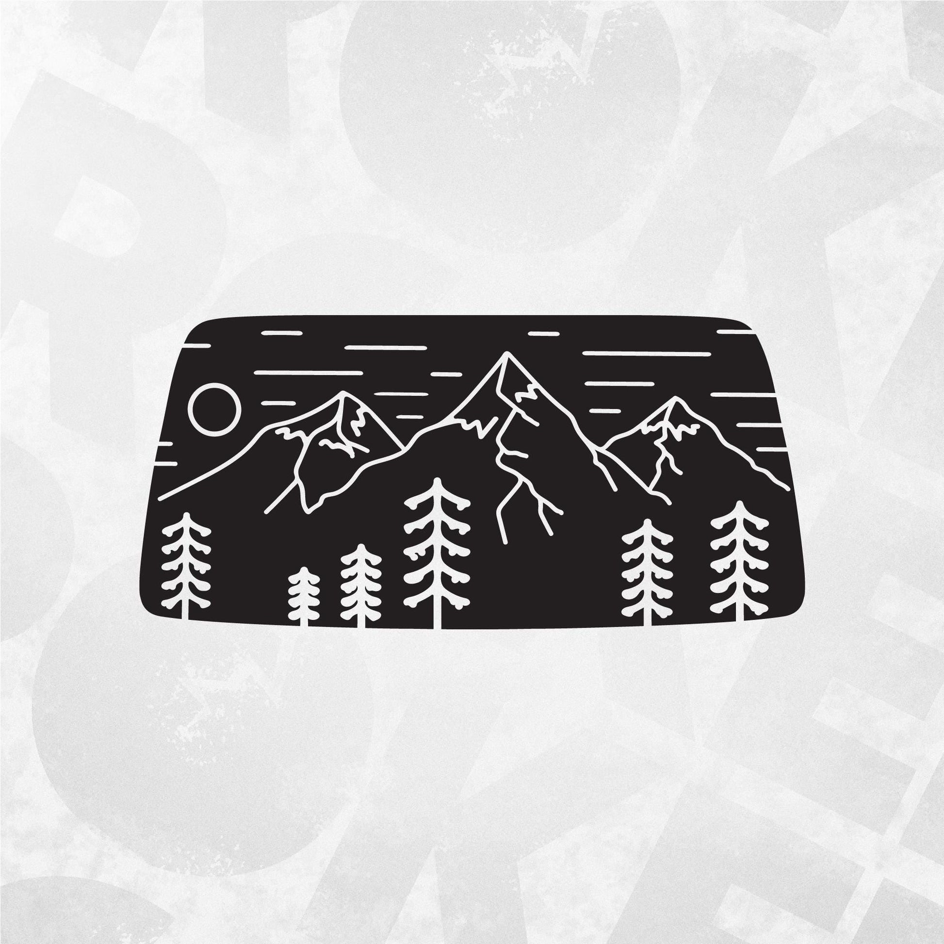 Volkswagen Caddy Rear Window Vinyl Tree Mountain Adventure Decal fits VW Caddy MK3 vans 2004 - 2010