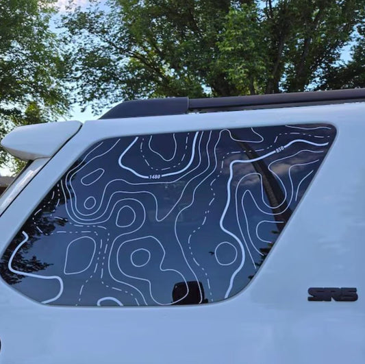 Topographic Map Toyota 4runner Window Decal - Fits Toyota 4runner 5th generation - Set of 2