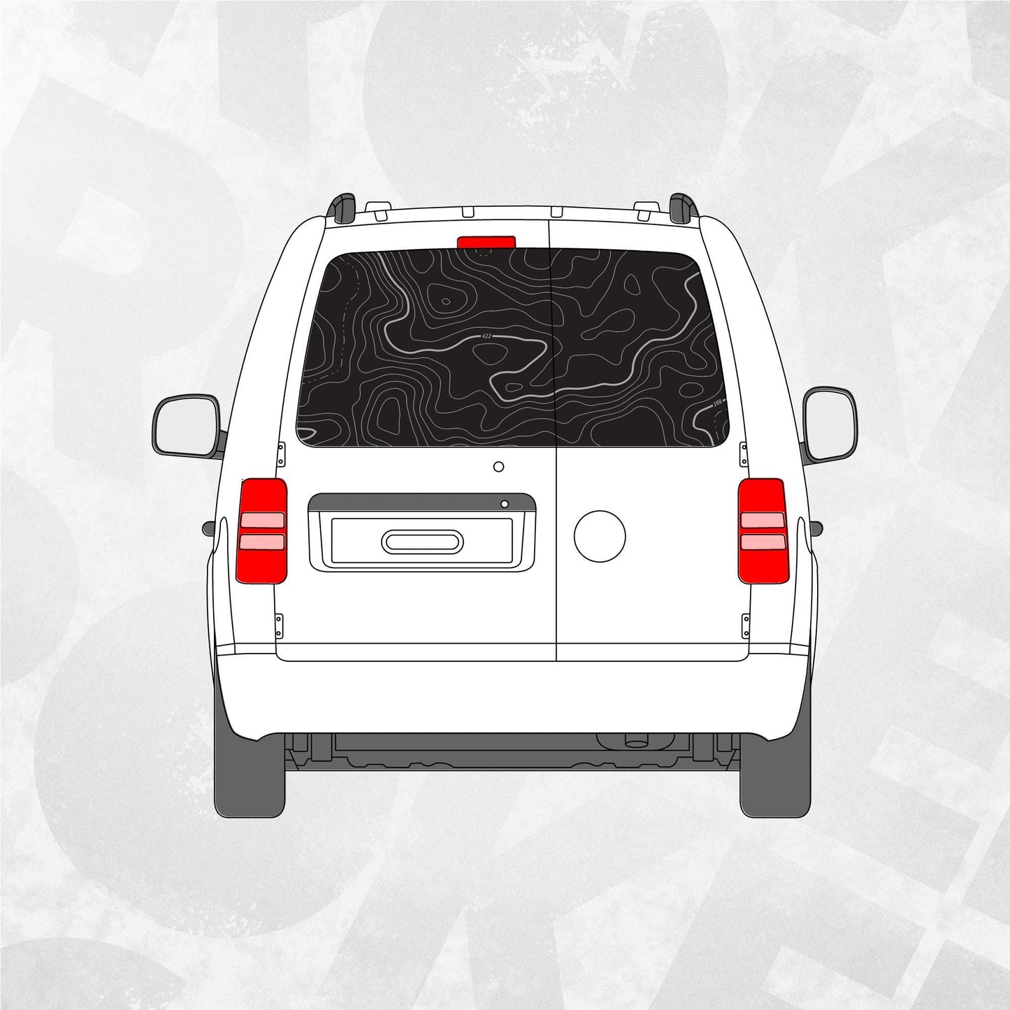 Volkswagen Caddy Topographic Map Window Vinyl Decal fits VW Caddy MK3 vans 2004 - 2010