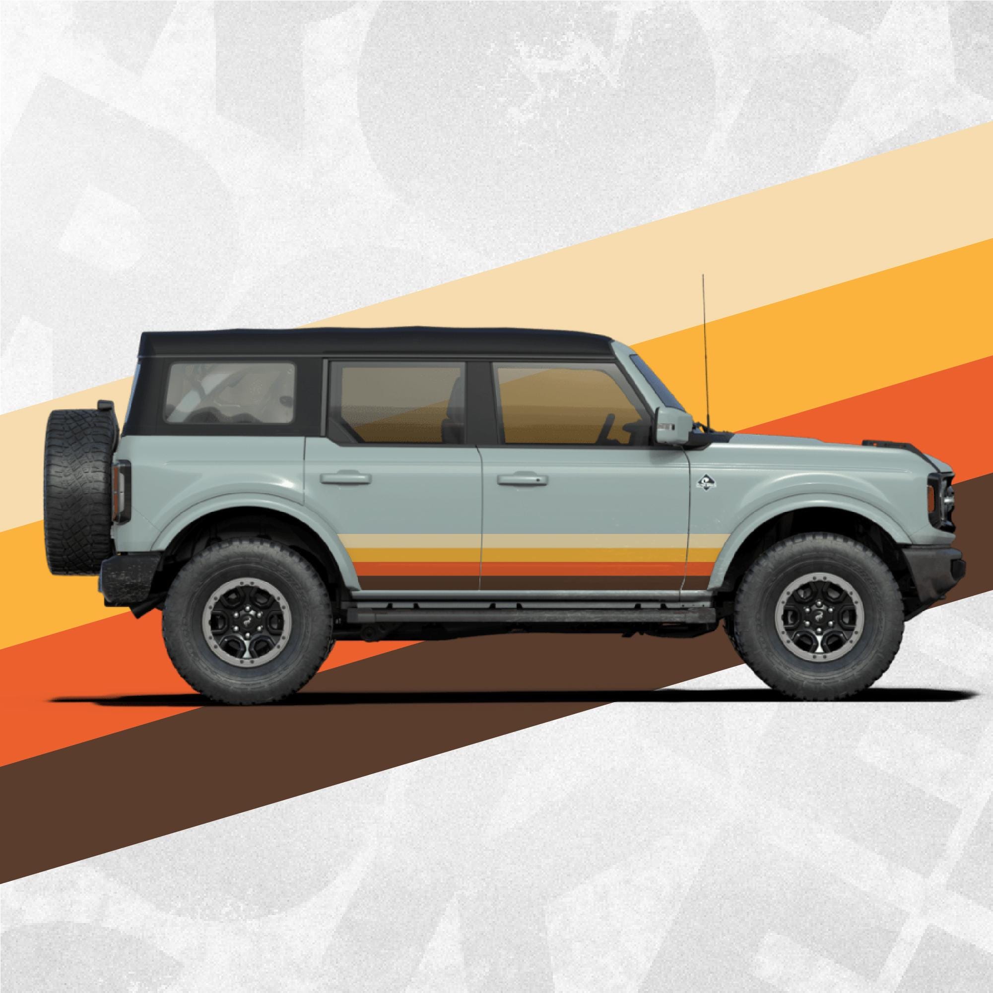 Ford Bronco Decals - Sunset Retro Sticker - Side Stripe Wrap Kit