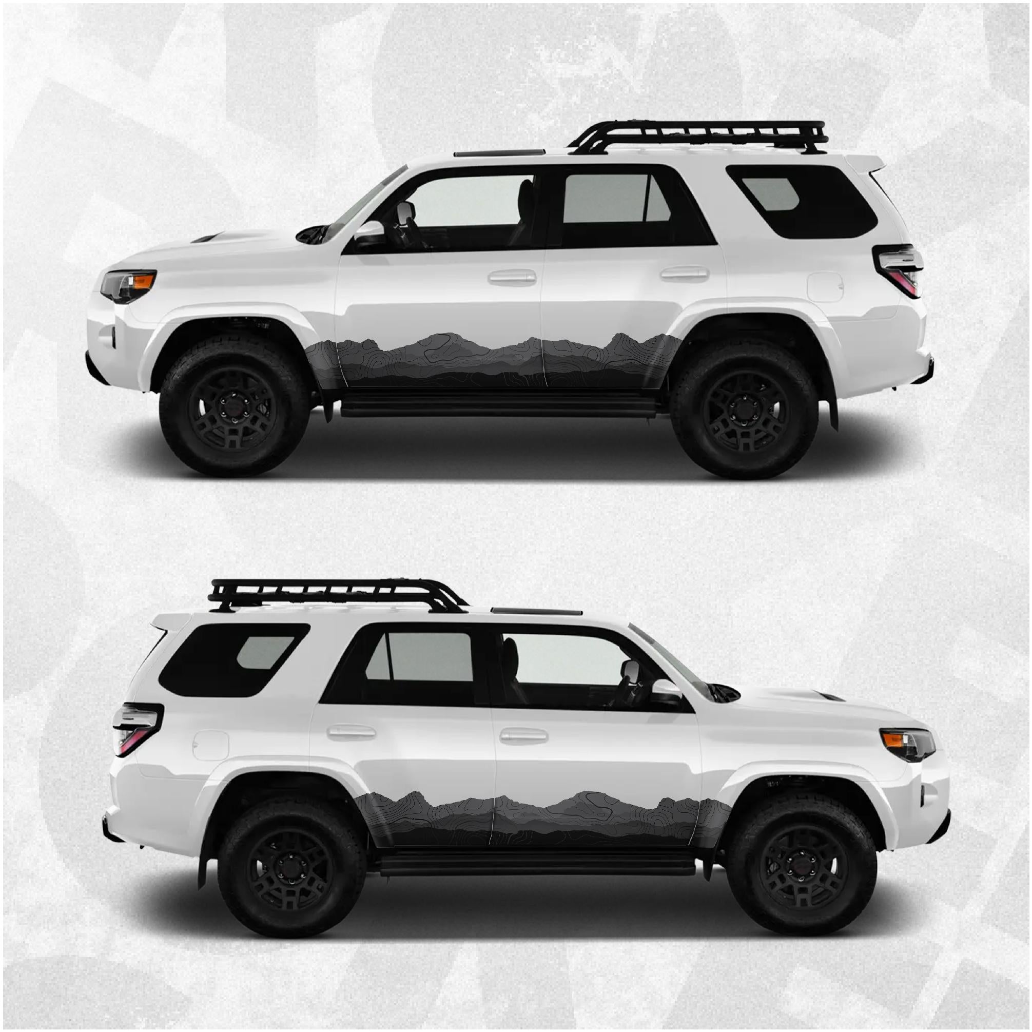 4runner Racing Decals Toyota 4Runner Decals - Mountain Landscape Topographic Map Pattern