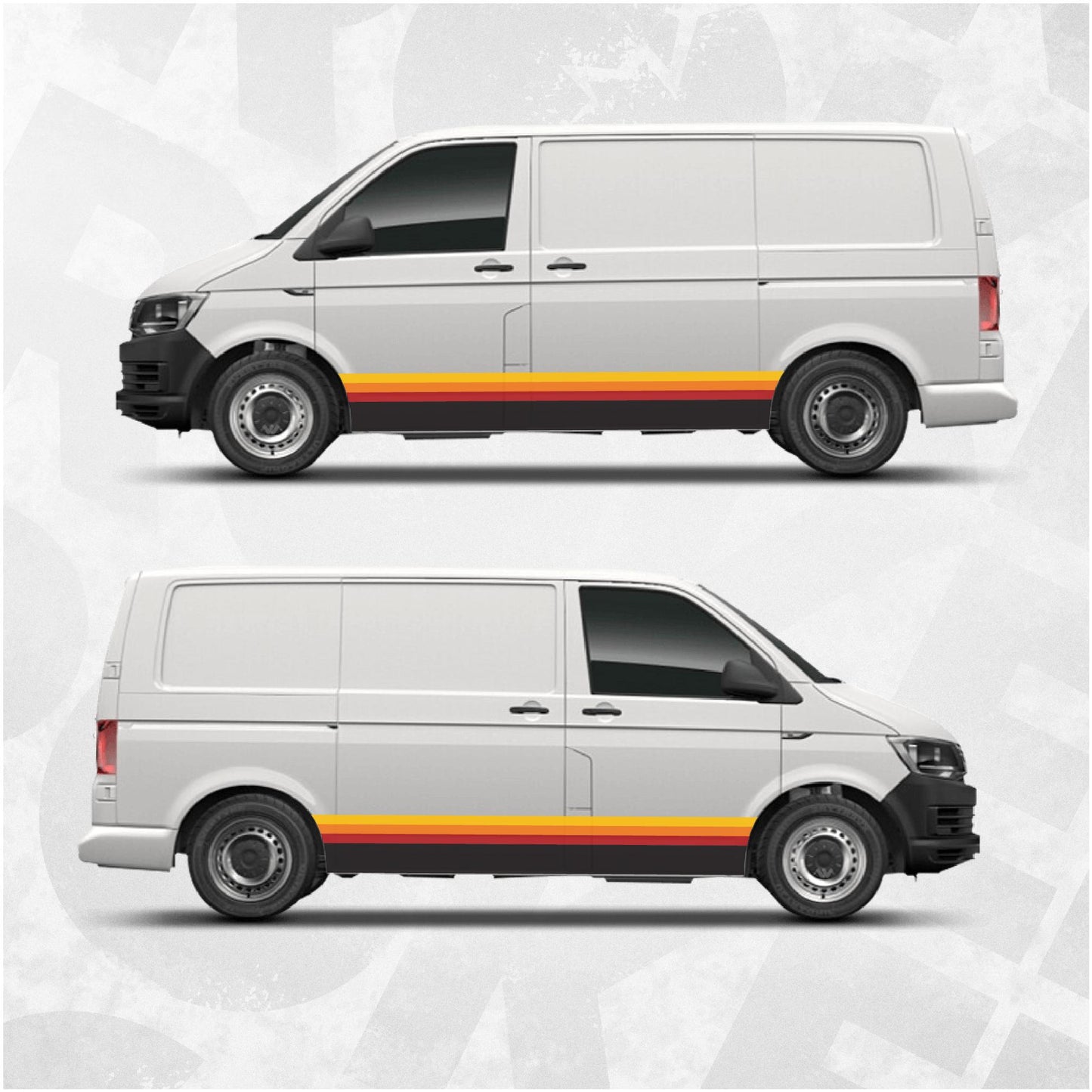 Retro Side Stripe Decal Kit for VW Transporter – Triple Color Wrap Vinyl Graphics - Fits T4 T5 T6 vans