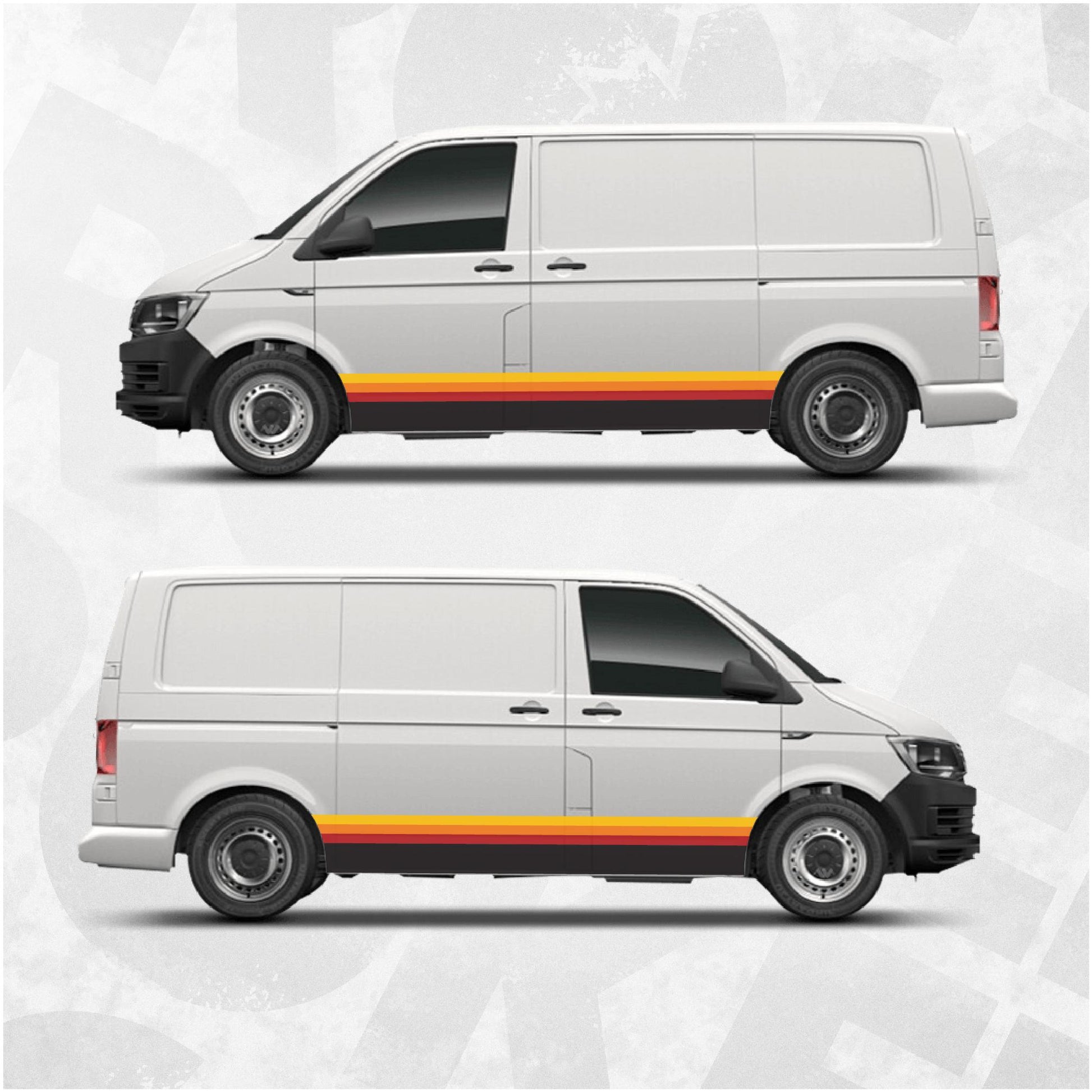 Retro Side Stripe Decal Kit for VW Transporter – Triple Color Wrap Vinyl Graphics - Fits T4 T5 T6 vans