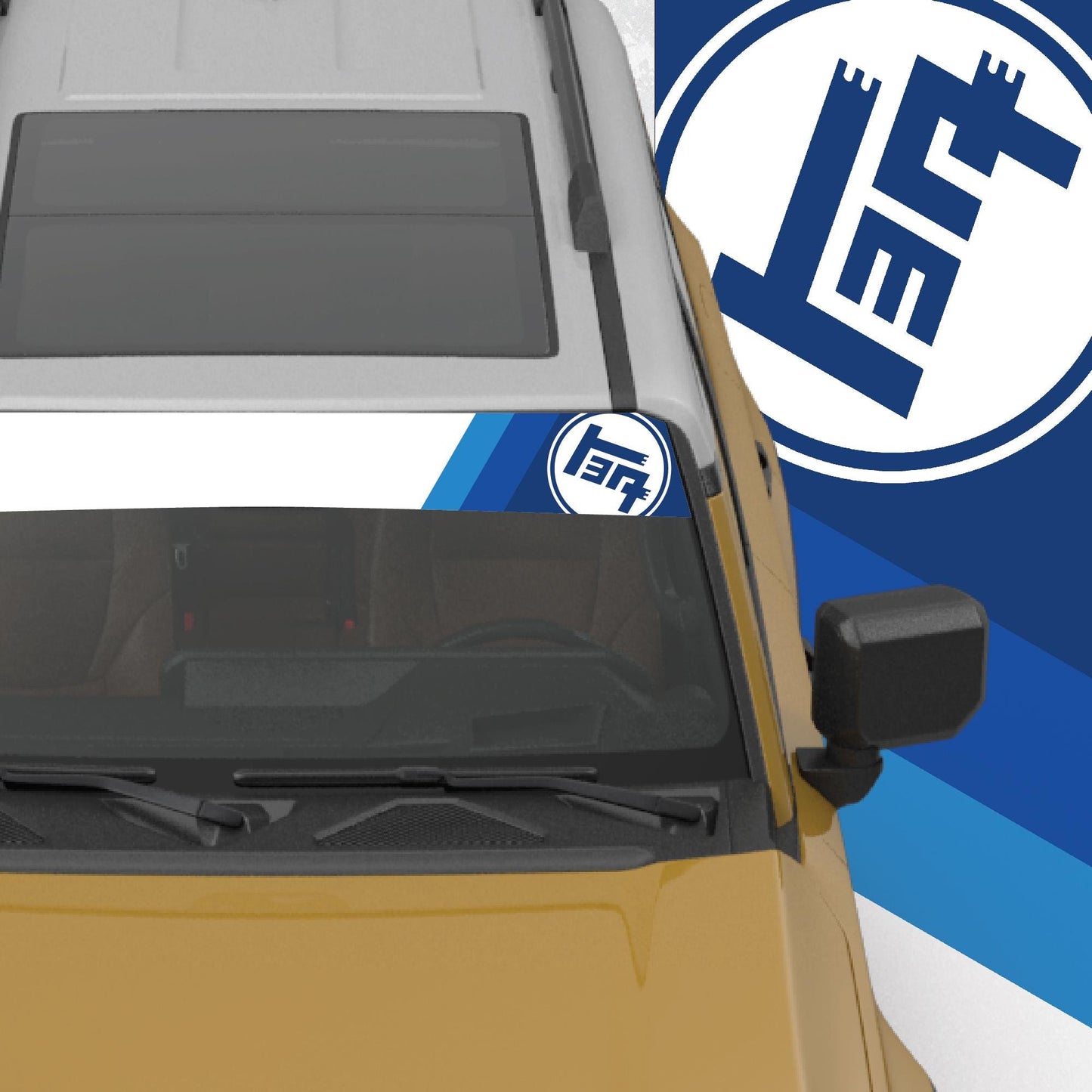 Windshield Car Banner Decal - Retro Blue Scheme Car Printed Sticker - Fits Toyota