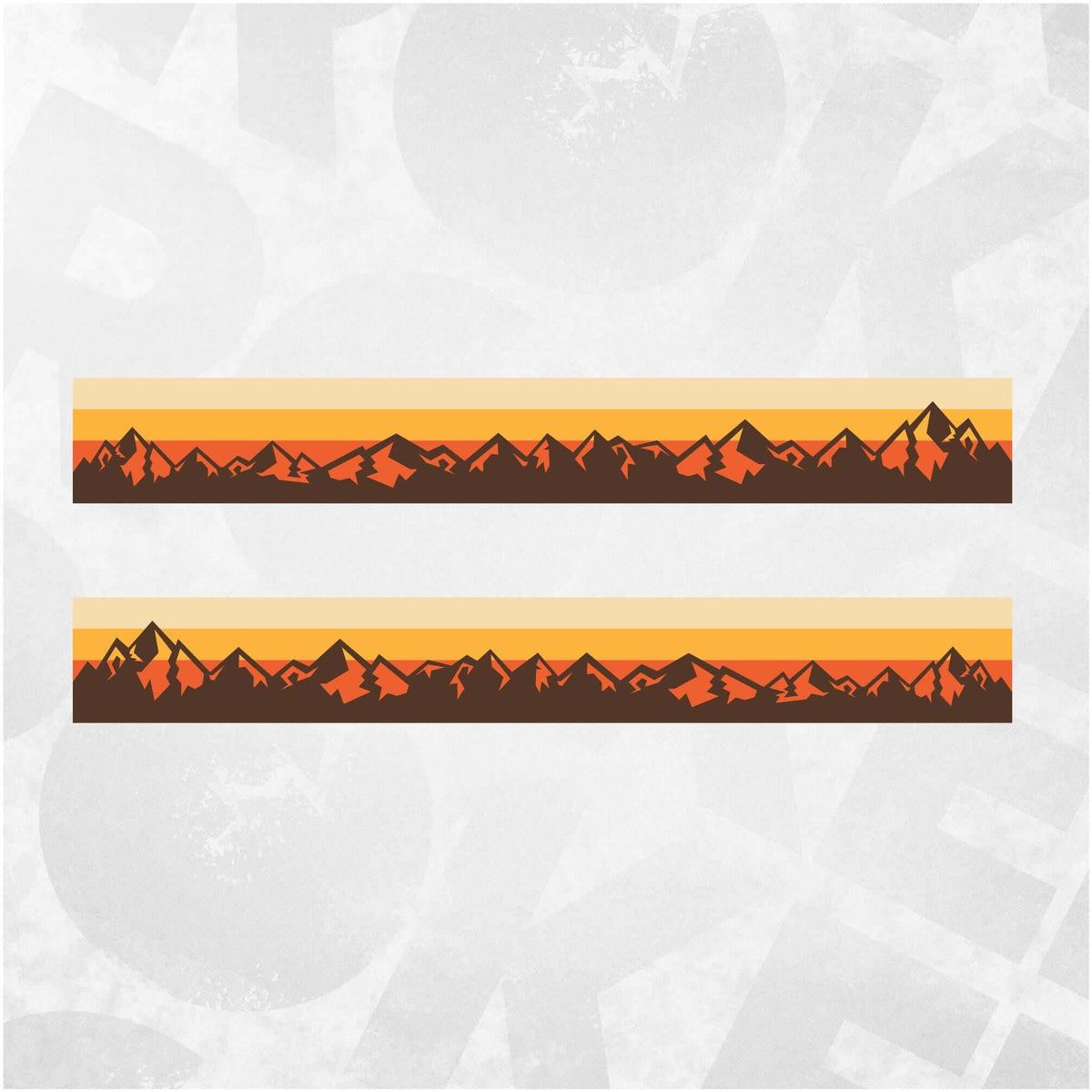 Ford Bronco Vintage Stripe Decal design with sunset colors and mountain silhouettes.