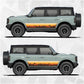 Ford Bronco Vintage Stripe Decal depicting sunset colors and mountain silhouette on a side panel view.