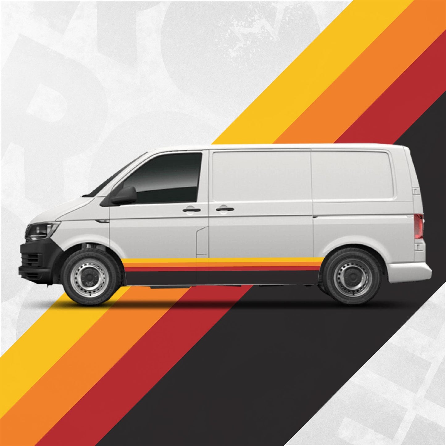 Retro Side Stripe Decal Kit for VW Transporter – Triple Color Wrap Vinyl Graphics - Fits T4 T5 T6 vans
