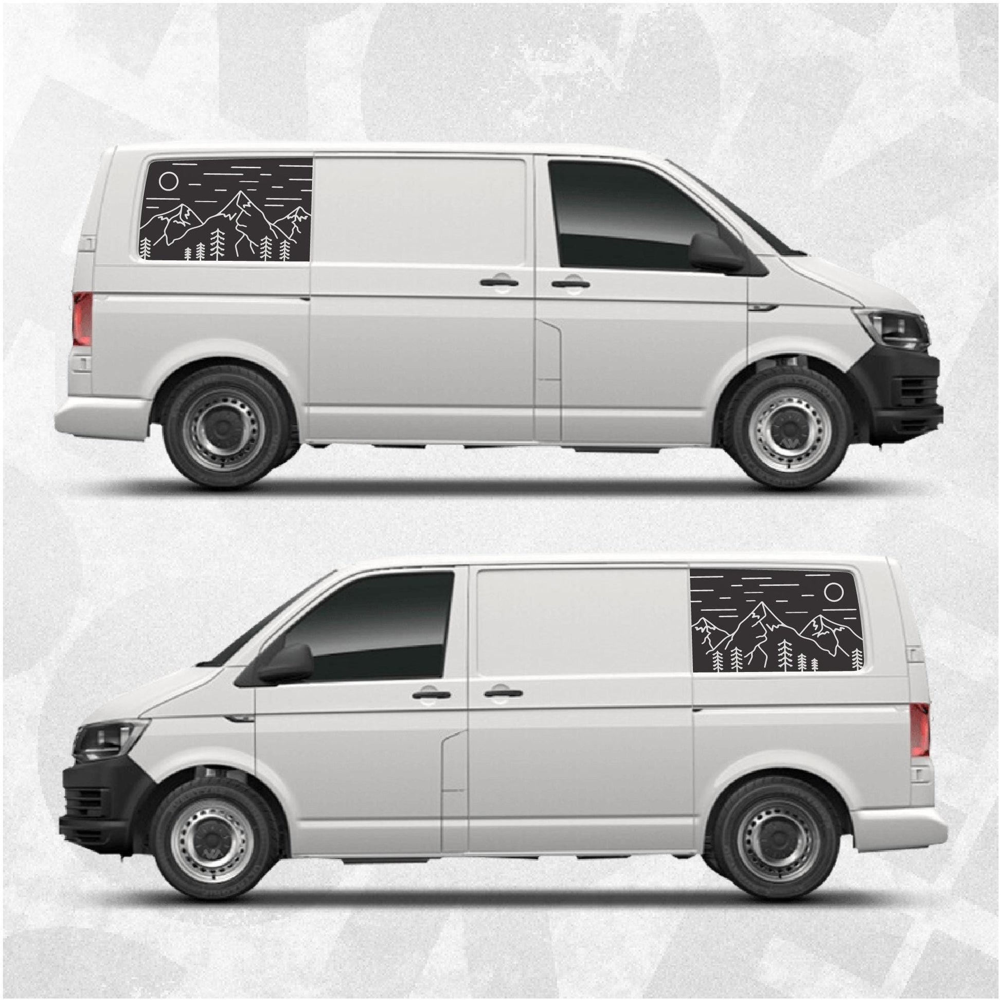 Adventure Mountain Side Panel Decals fits VW Multivan, Transporter, California, Caravelle T5 T6 T6.1 vans