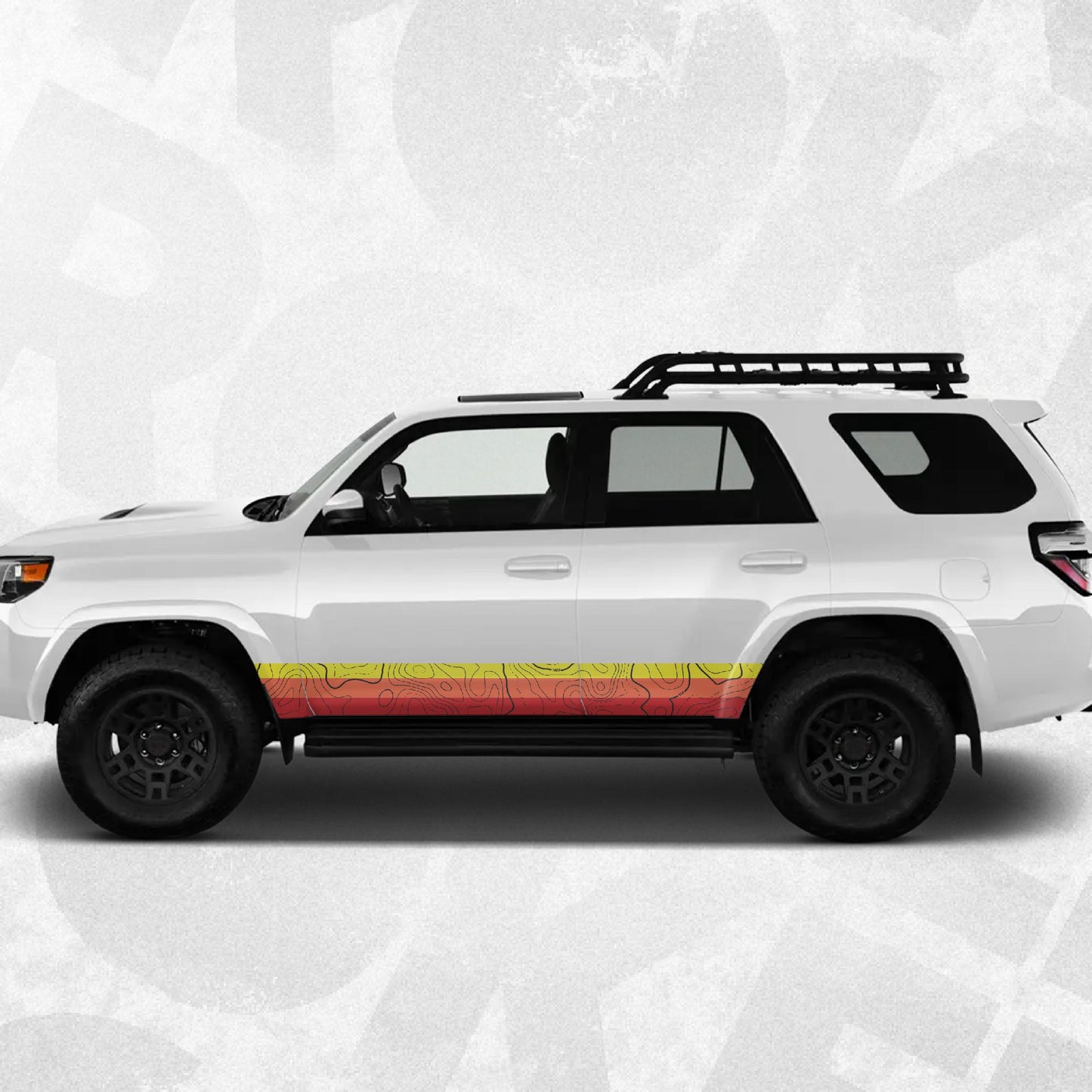 Toyota 4Runner 5th Gen Compatible - Vintage Topographic Map Side Stripe Decal - Wrap Kit