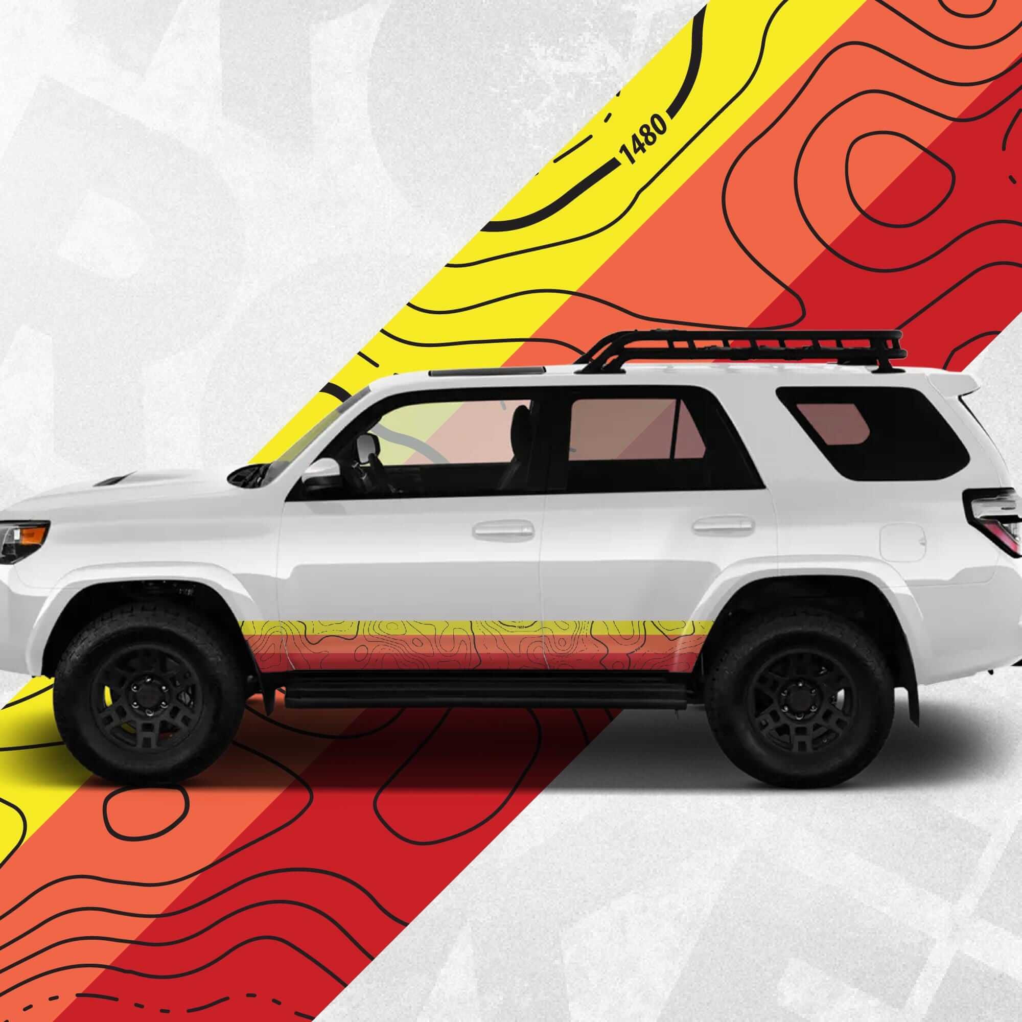 Toyota 4Runner Side Stripe Wrap Decals – Vintage Topographic Map (Set
