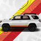Toyota 4Runner 5th Gen Compatible - Vintage Topographic Map Side Stripe Decal - Wrap Kit