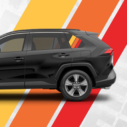RAV4 Window Decal - Vintage racing stripes - Compatible with Toyota RAV4 - Set of 2