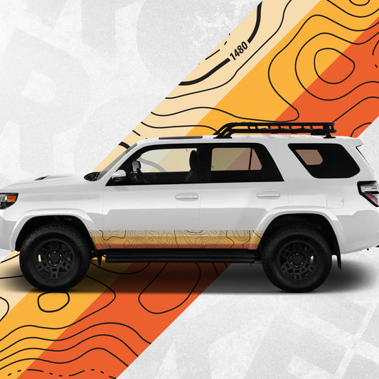 Topographic Map Side Stripe Vintage Decal - Toyota 4Runner 5th Gen Compatible - Rocker Panel Sticker