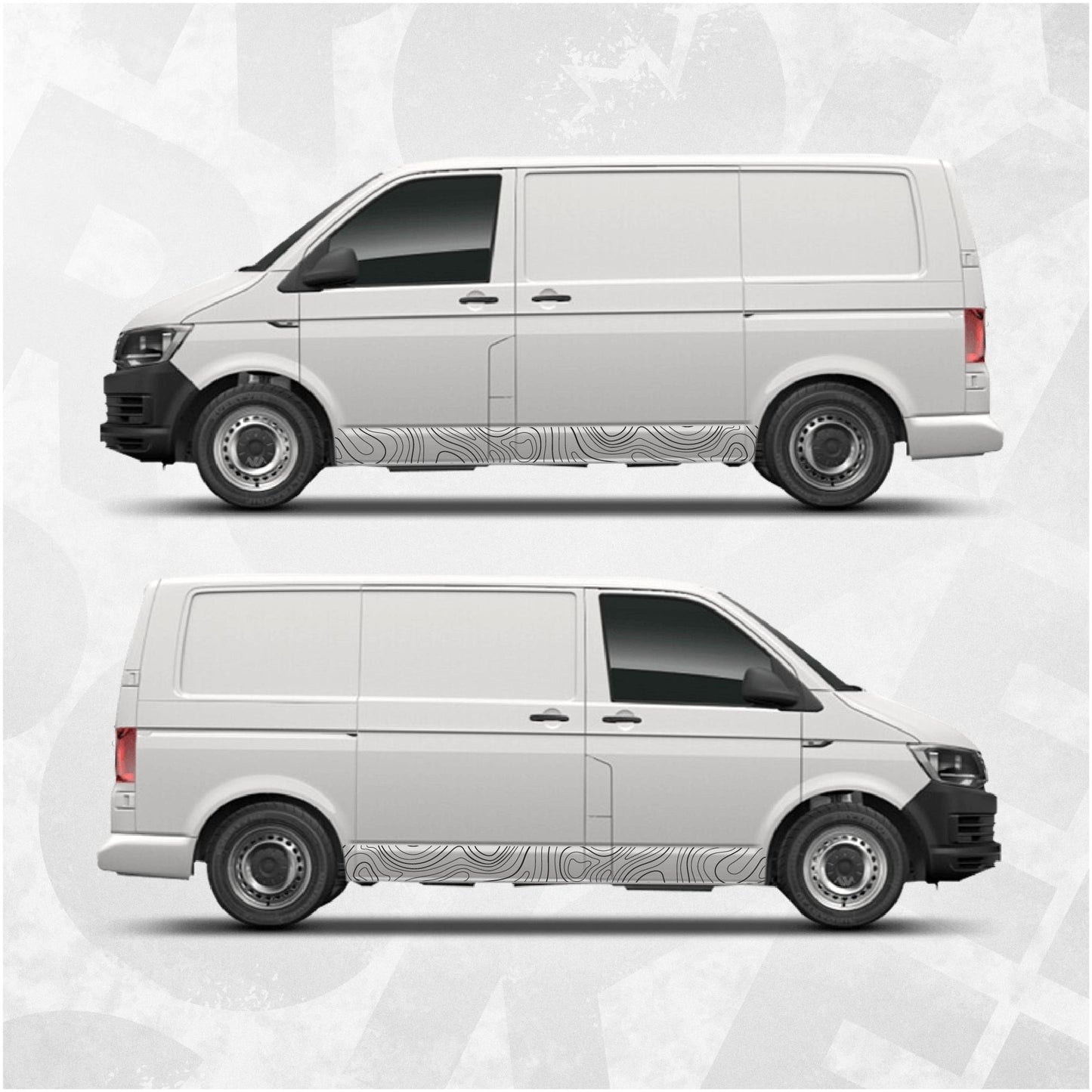 Topographic Side Stripe Map Decal fits VW Transporter T5 T6 T6.1 - left and right side stickers