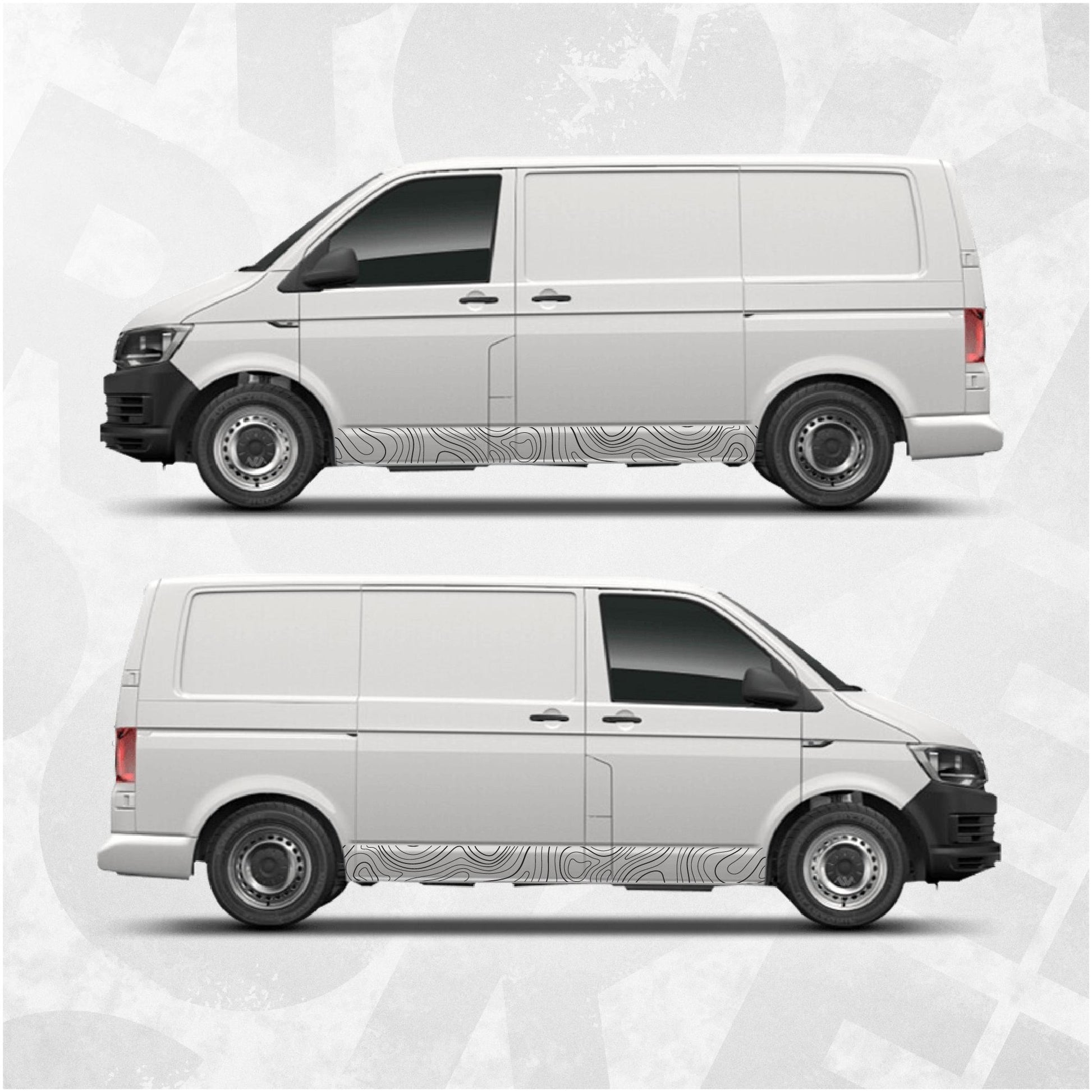 Topographic Side Stripe Map Decal fits VW Transporter T5 T6 T6.1 - left and right side stickers